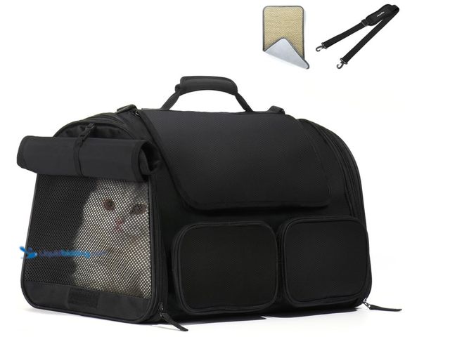 Lot 49-1516392 - FUKUMARU Cat Carrier, 4 Mesh Windows Small Dog Carrier, 4 Storage Pockets Cat Travel Bag, Under 15 l...