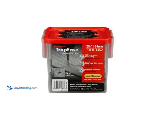 Lot 49-3565650 - FastenMaster 2-1/2 in. Gray Torx Trim Head TrapEase Composite Deck Screws (350 Pack). Model # FMTED-...