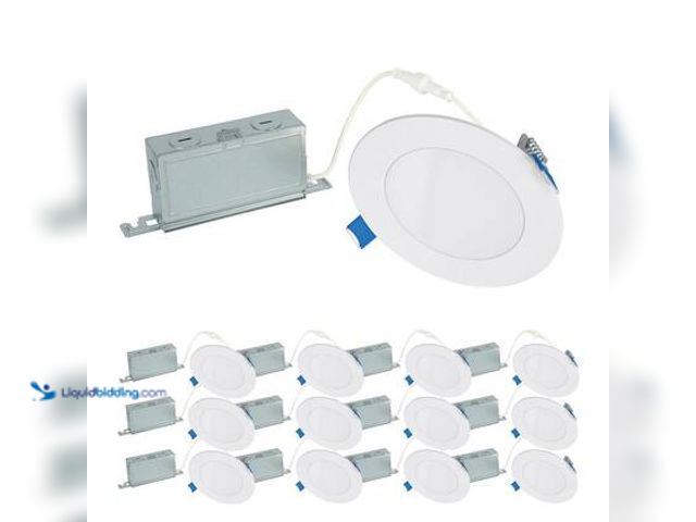 Lot 49-5539950 - HALO HLBSL 4 in. Adjustable Canless Integrated LED Recessed Light, 600 Lumens, 5CCT, White (12-Pack)...