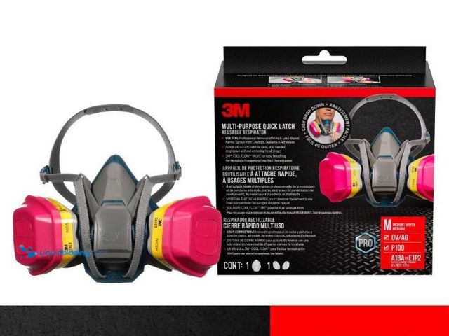 Lot 49-5552365 - 3M
OV/AG P100 Pro Multi-Purpose Reusable Respirator with Quick Latch, Size Medium. Model # 65023QLH...