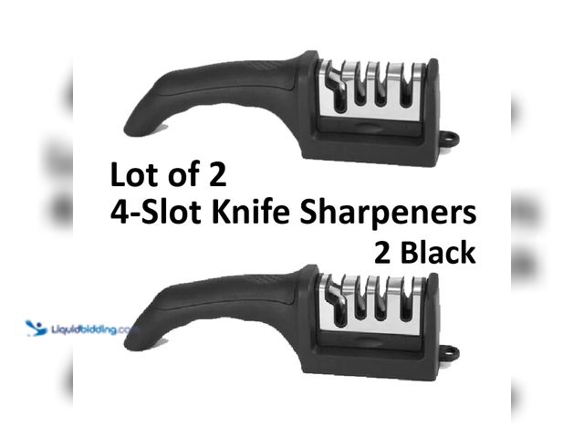 Lot 49-5434357 - Lot of 2 Knife Sharpeners 4-Slot 2 Black - NEW - Features 4 different sharpening slots, and is widel...