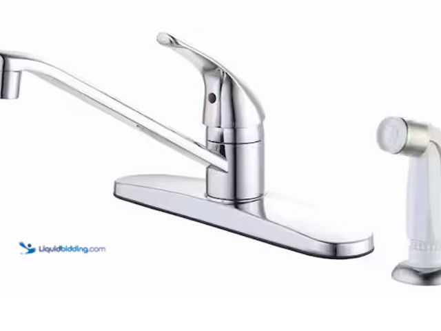 Lot 49-5478479 - Glacier Bay
Single Handle Standard Kitchen Faucet in Chrome with White Side Sprayer Internet # 3269...