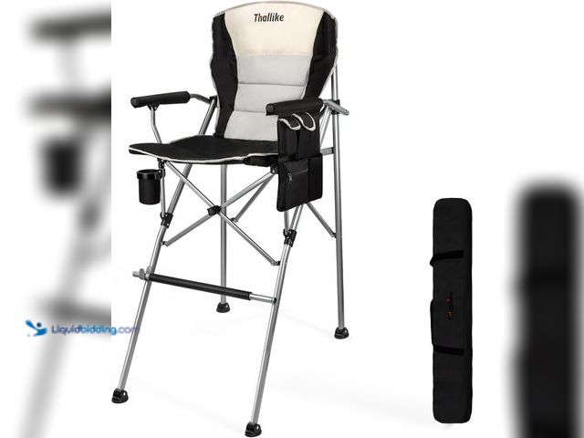 Lot 49-5484521 - Foldable Directors Makeup Salon High Chair - Portable Camping Bar Height Folding Photoshoot Chairs w...