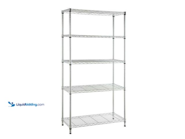 Lot 49-5452578 - HDX
5-Tier Steel Wire Shelving Unit in Chrome (36 in. W x 72 in. H x 16 in. D). SKU # 1001298075 It...