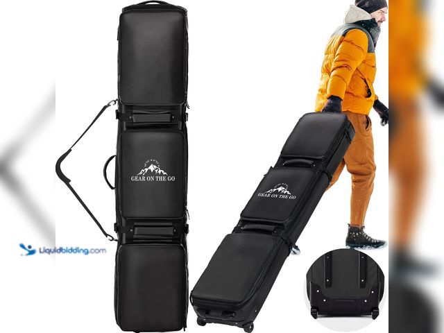 Lot 49-5543293 - Double Rolling Ski Bag Padded Waterproof Snowboard Bag with Wheels for Air Travel Wheeled Ski Bag fo...