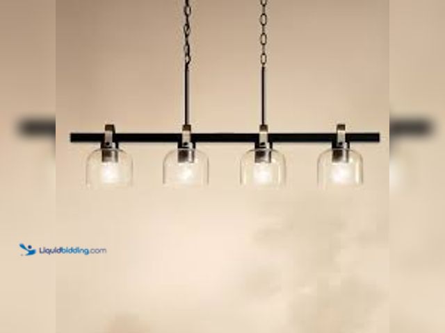 Lot 49-5415279 - KICHLER Kaelix 4-Light Linear Chandelier with Clear Glass in Black. Model # 82424. Unused.