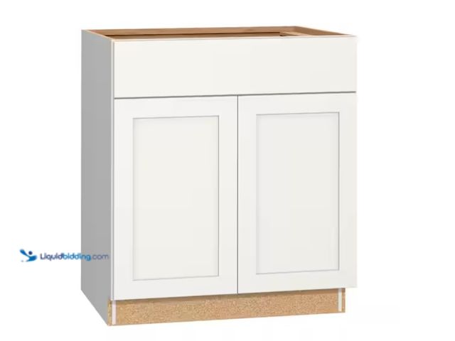 Lot 49-1566769 - Hampton Bay Westfield Feather White Shaker Stock Assembled Base Kitchen Cabinet (30 in. W x 23.75 in...