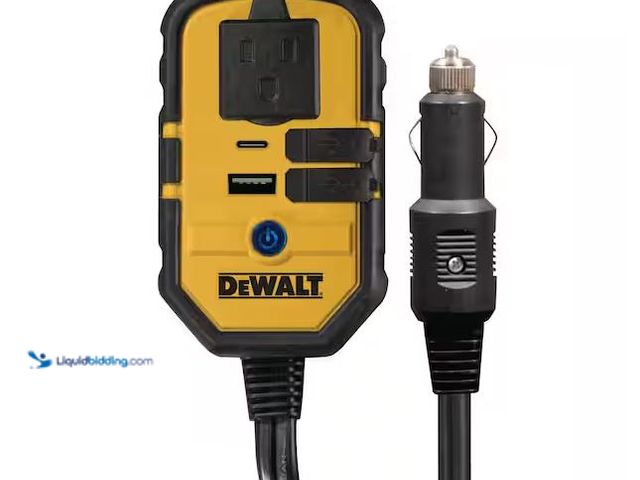 Lot 49-1576902 - DEWALT 140-Watt Portable Car Power Inverter with Dual USB Ports Model # DXAEPI140, Unused, Unable To...