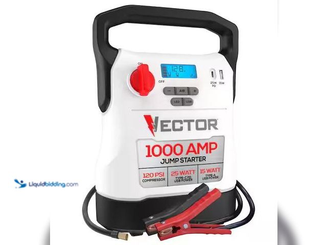 Lot 49-1556646 - VECTOR 1000 Amp Jump Starter, Compressor, USB Power Model # VECJ1C, Used  Ref#SSB1201