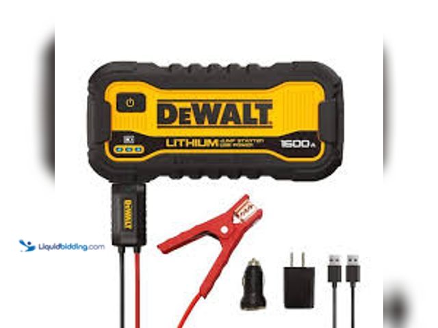 Lot 49-5459464 - DEWALT 1600 Peak Amp Lithium Jump Starter with USB Power Bank. Model # DXAELJ16. Unused. Box damage.