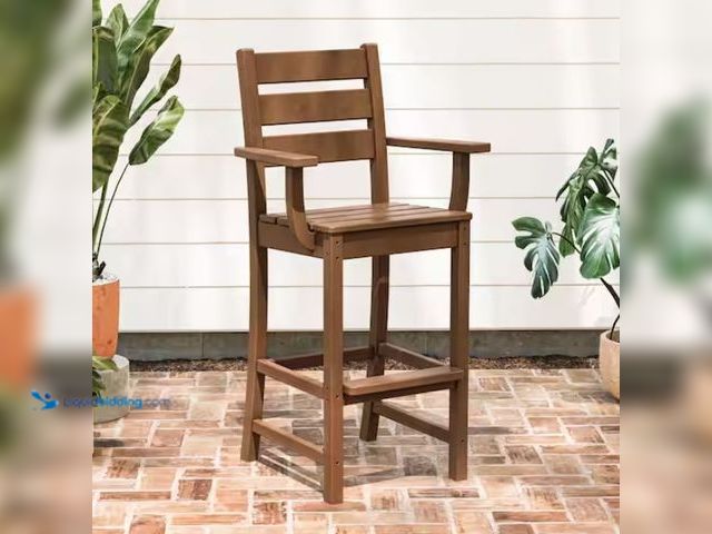 Lot 49-1519195 - POLYWOOD Grant Park Bar Arm Chair in Teak, Model # TLD222TE, Unused, Missing Hardware.  Ref#HDPA0717