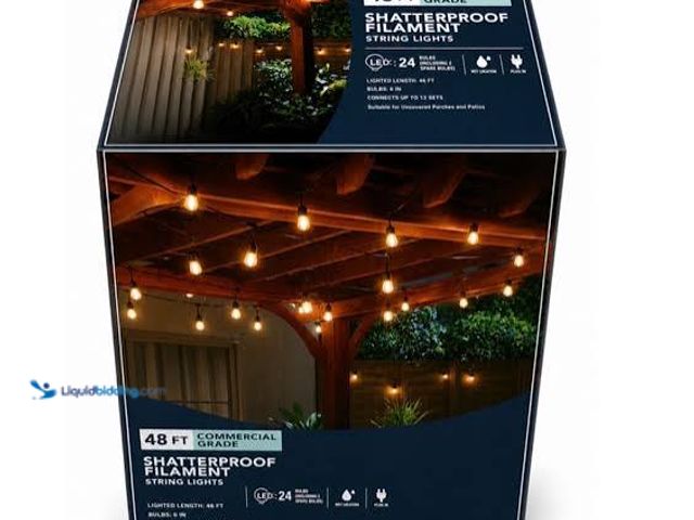 Lot 49-3616864 - Hampton Bay 24-Light 48 ft. Indoor/Outdoor Plug-In Filament LED S14 Edison Bulb String-Light - Unuse...