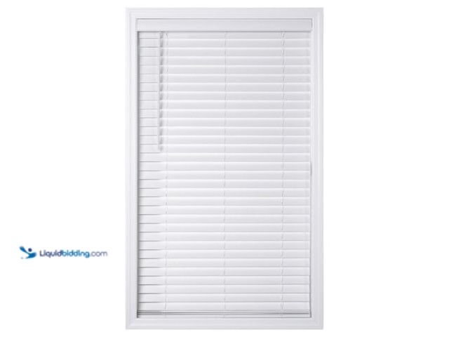 Lot 49-5547871 - Better Homes & Gardens 2" Cordless Faux Wood Horizontal Blinds, White, 71" W x 64" L. Unused