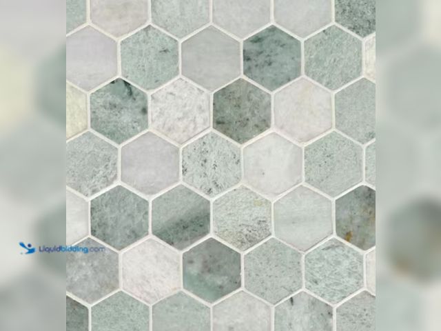 Lot 49-1631140 - APPROX. (9) SQ FT of MSI Icelandic Green 2 in. Hexagon 12 in. x 12 in. x 0.38 in. Polished Marble Me...