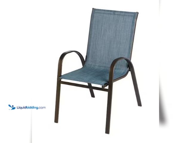 Lot 49-2004416 - StyleWell Stackable Steel Sling Outdoor Dining Chair in Denim Blue, Model # FCS00015J-Lblue, Unused,...