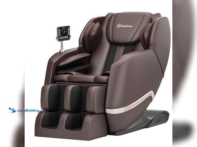 Lot 49-1519343 - Real Relax Full Body Zero Gravity Shiatsu Recliner Electric Massage Chair, Brown, Model# 175724570, ...