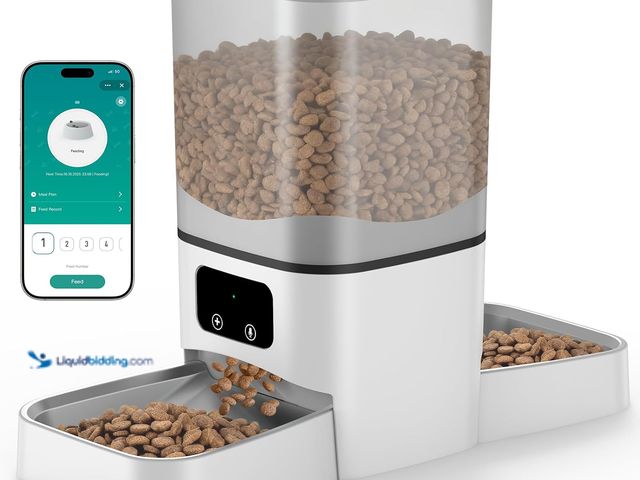 Lot 49-5553069 - Automatic Cat Feeder for 2 Cats, 6L/25 Cup Large Capacity WiFi Pet Feeder with 2 Stainless Steel Bow...