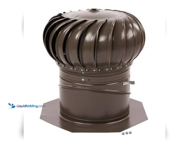 Lot 49-5572077 - Master Flow 12 in. Weathered Wood Galvanized Steel Internally Braced Dual-Bearing Wind Roof Turbine,...