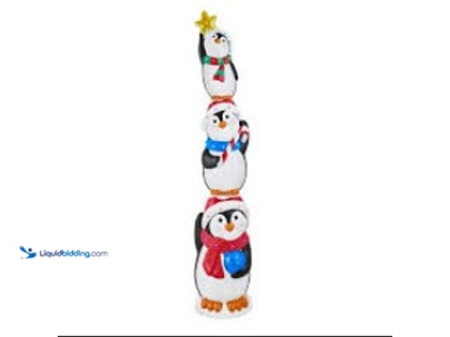 Lot 49-1548140 - 8ft 3pc Hard Plastic Stacking Light Up Penguin Yard Décor, Used, Possibly Missing Pieces  Ref#HOL111...