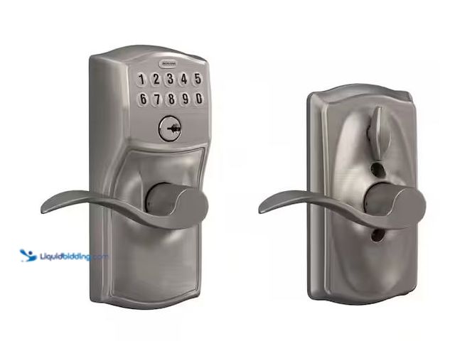 Lot 49-5573268 - Schlage
Camelot Satin Nickel Electronic Keypad Door Lock with Accent Handle and Flex Lock, Used wit...