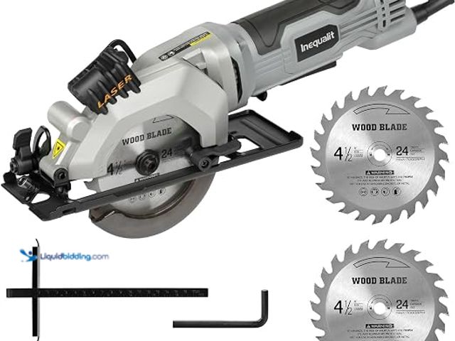Lot 49-3614799 - Inequalit 4A Mini Circular Saw Corded Compact Saw with Laser Guide | 3500RPM, 4-1/2" 24T TCT Blades,...