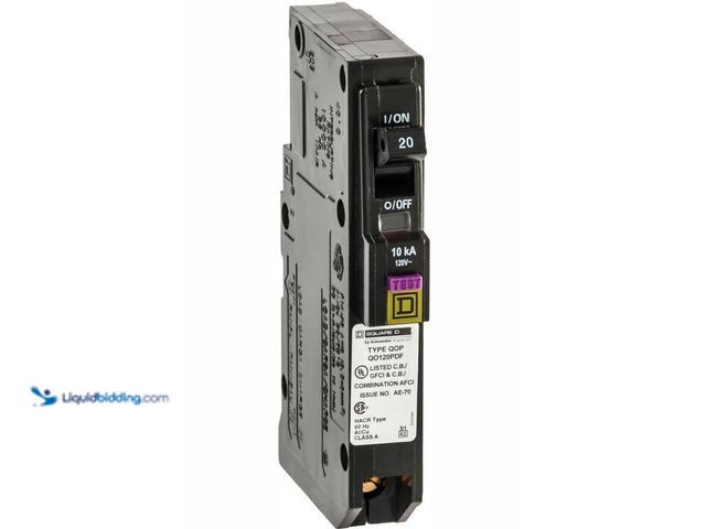 Lot 49-5412894 - Square D
QO 20 Amp Single-Pole Plug-On Neutral Dual Function (CAFCI and GFCI) Circuit Breaker. Item...