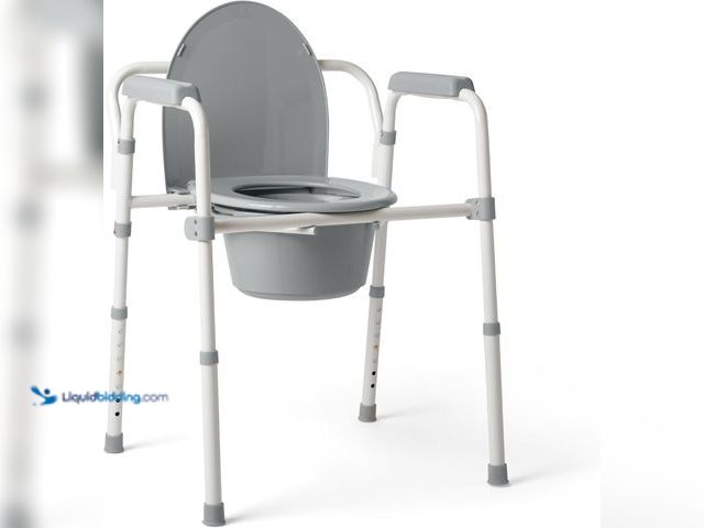 Lot 49-3513531 - Medline 3-in-1 Steel Bedside Commode, Standard Seat, Sturdy Folding Frame, 7.5 QT. Bucket, 350 lb. W...