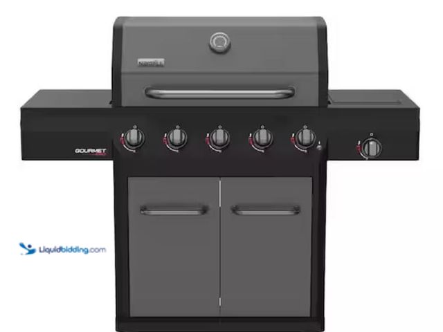 Lot 49-2005563 - Nexgrill Gourmet Pro 5-Burner Propane Gas Grill with Side Burner and Griddle Max Insert in Graphite,...