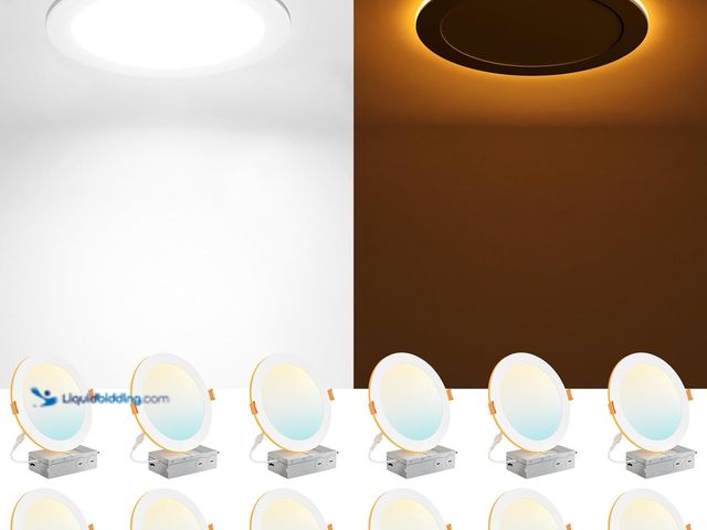 Lot 49-1549229 - Amico 12 Pack 8 Inch 5CCT LED Recessed Ceiling Light with Night Light, 2700K/3000K/3500K/4000K/5000K...