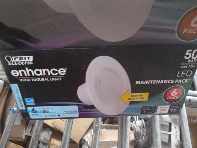 Lot 49-1518229 - Feit Electric Enhance Daylight 4 in. W LED Dimmable Recessed Downlight 7.2 W Model #90769023, Unused...