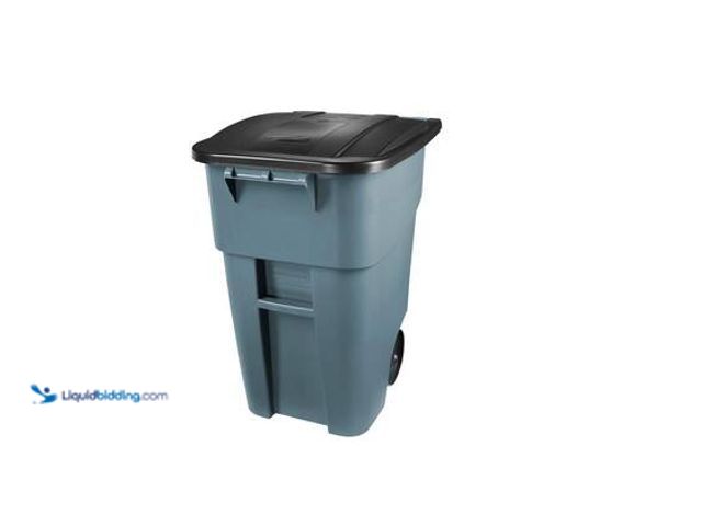 Lot 49-5545268 - Rubbermaid Commercial Products BRUTE 50 Gal. Grey Rollout Plastic Indoor or Outdoor Trash Can with L...