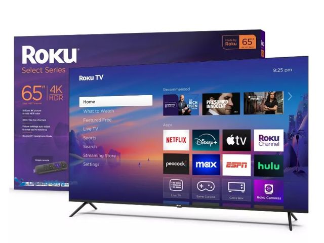 Lot 49-3532219 - Roku 65" Select Series 4K HDR Smart Roku TV with Roku TV Remote: LED, Wi-Fi, HDMI. Model #8296100083...