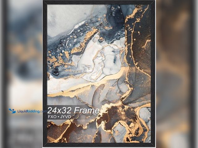 Lot 49-3472731 - Engineered Wood 24x32 Frame, Black Picture Frame for 24 x 32 Inch Poster Puzzle Photo, Light Weight ...