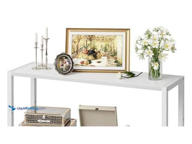 Lot 49-3564224 - TIQLAB 29.5" Narrow Console Table with Shelves, White Unused