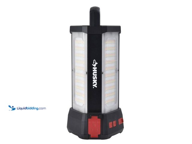 Lot 49-2024289 - Husky 14,000 Lumen Area Utility Hybrid LED Work Light with Rechargeable Battery. Model # 7904101012....