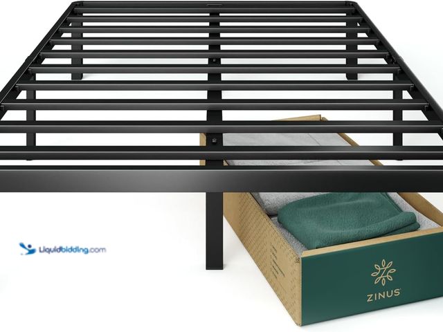 Lot 49-3532200 - ZINUS Van 16 Inch Queen Metal Platform Bed Frame, Steel Slat Support, No Box Spring Needed, Easy Ass...