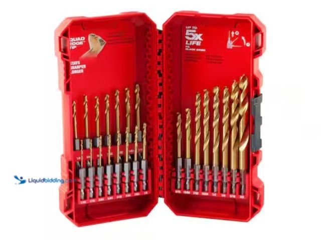 Lot 49-1574887 - (23-Piece) Milwaukee SHOCKWAVE IMPACT DUTY Titanium Twist Drill Bit Set, Model # 48-89-4631, Unused....
