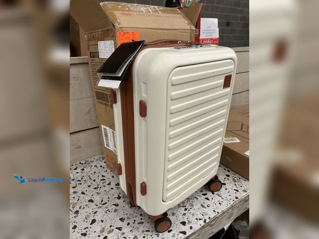 Lot 49-5485741 - LOVMOR Front Opening 20-Inch Carry-On Luggage with Expandable Travel Bag Set ABS Hard Shell Two-piec...