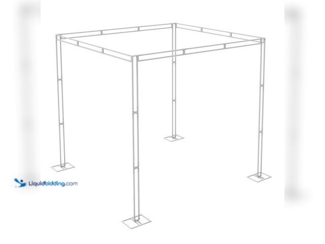 Lot 49-5414607 - 118 in. x 118 in. Outdoor Wedding Ceremony Square Canopy Chuppah Metal Backdrop Stand Garden Pergola...