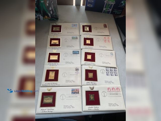 Lot 49-1977455 - LOT OF 10 FIRST DAY ISSUE GOLD FOIL STAMP SETS IN ORIGINAL ENVELOPES INCLUDING WINTER SPECIAL OLYMPI...