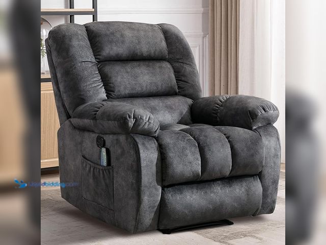 Lot 49-1525705 - Massage Recliner Chair with Heat and Massage, Soft Fabric Ergonomic Manual Reclining Chairs, Heavy D...