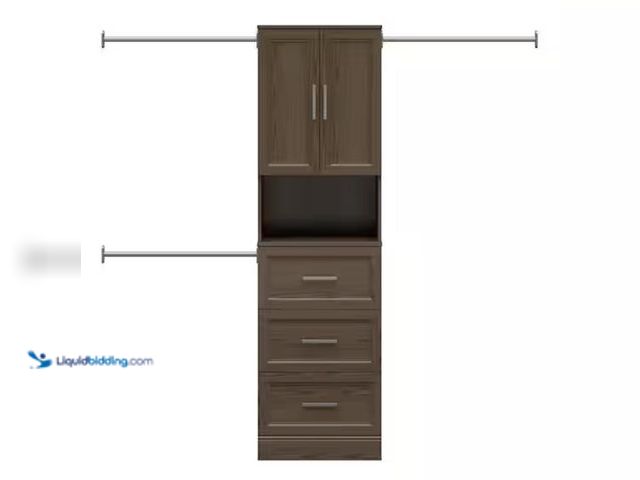 Lot 49-2018621 - StyleWell Reynolds 25 in. W x 83.25 in. H Brown Laminate Board Traditional Closet System Tower w/ 2-...