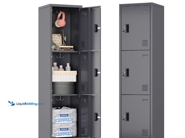 Lot 49-1575655 - Gang Mei Metal Storage Locker for School Office Gym Bedroom, Single 3 Door Steel Storage Locker for ...