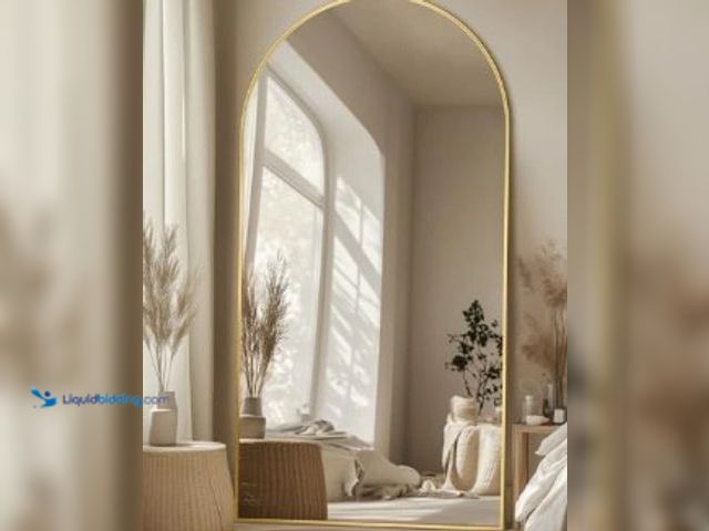 Lot 49-5437981 - Full Length Mirror Oversized Floor Mirror, Arched Full 81"x41" Gold Arch Style. Unused