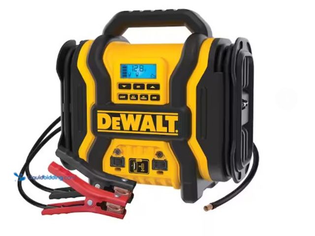 Lot 49-2004455 - DEWALT 2000-Peak Amp Portable Jump Starter with Digital Compressor, USB and AC Power Bank, Model # D...