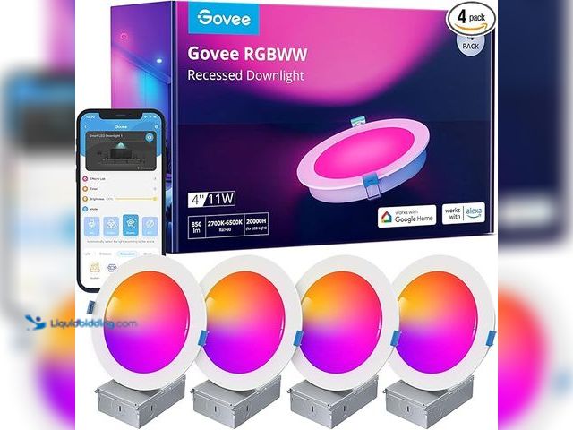 Lot 49-3433509 - (4-Pack) Govee Smart Recessed Lighting 4 Inch, Wi-Fi Bluetooth Direct Connect RGBWW LED Downlight, 6...