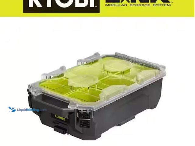 Lot 49-3432574 - RYOBI LINK Compact 6-Compartment Modular Small Parts Organizer Tool Box, Model # STM304, Slightly us...