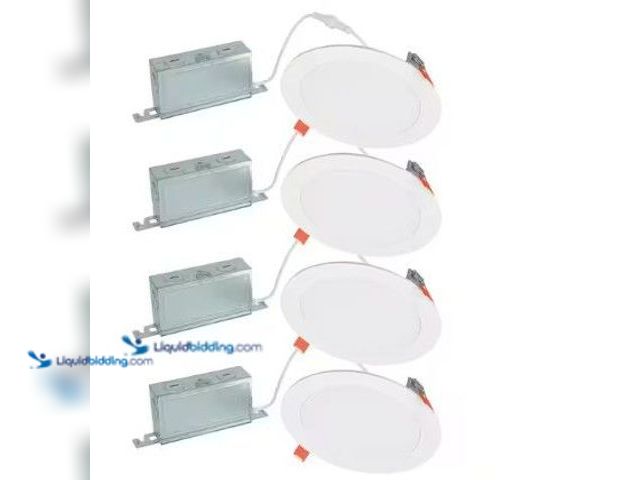 Lot 49-5575037 - HALO 4-Pack HLBSL 6 in. Adjustable Canless Integrated LED Recessed Light, 900 Lumens, 5CCT, White, M...