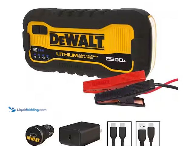 Lot 49-1568772 - DEWALT 2500 Peak Amp Lithium Jump Starter with USB Power Bank Model # DXAELJ25, Unused  Ref#SBS0114