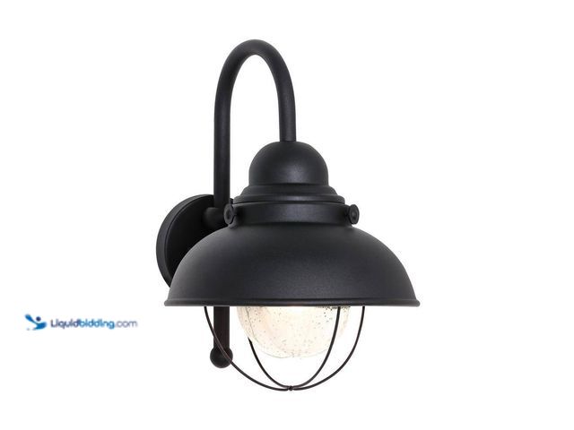 Lot 49-5414761 - Sebring 1-Light Black Industrial Nautical Outdoor 15.75 in. Wall Lantern Sconce Model # 8871-12 unus...